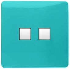 Trendi Artistic Modern Glossy Tactile 2 Gang Telephone Socket Bright Teal