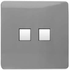 Trendi Artistic Modern Glossy Tactile 2 Gang Telephone Socket Light Grey