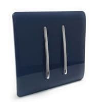 Trendi Artistic Modern Glossy Tactile Auto Retractive 2 Door Bell Switch Navy Blue