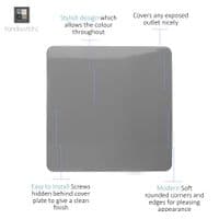 Trendi Artistic Modern Glossy Tactile Single Blanking Plate Light Grey