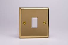 Varilight 1 Gang 1 or 2 Way 20A Heavy Duty Rocker Victorian Brass White Insert XV20W