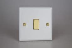 Varilight 1-Gang 10A Intermediate Rocker Switch with Brass Rockers in Matt White