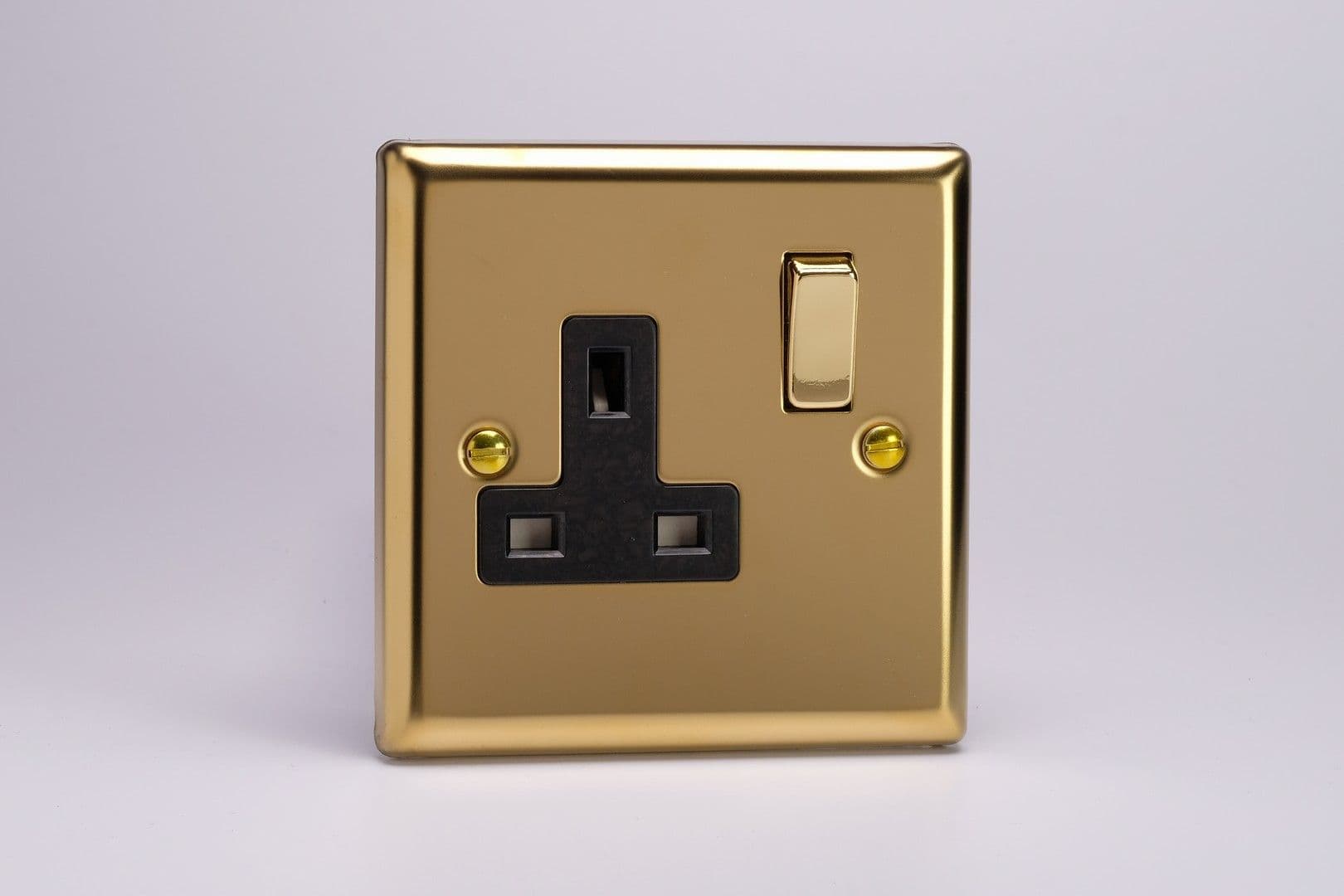 One Plug Socket Varilight 1 Gang 13 Amp Switched Electrical Plug Socket Victorian Brass ...