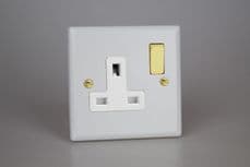 Varilight 1-Gang 13A Double Pole Switched Socket with Metal Rockers in Matt White