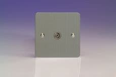 Varilight 1 Gang Co-axial TV Socket Matt Chrome Ultra-Flat Finish XFS8