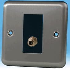 Varilight 1 Gang Datagrid Plate Georgian Brass + Black Satellite TV Outlet Module XGG1+Z2G8SB