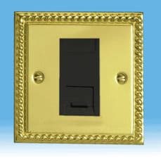 Varilight 1 Gang Datagrid Plate Georgian Brass + Black Telephone Master XGG1+Z2GTMB
