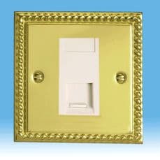 Varilight 1 Gang Datagrid Plate Georgian Brass + White Telephone Slave Module XGG1+Z2GTSW