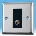 Varilight 1 Gang Datagrid Plate Mirror Chrome + Black Satellite TV Outlet Module XCG1+Z2G8SB