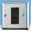 Varilight 1 Gang Datagrid Plate Mirror Chrome + Black Telephone Master Module XCG1+Z2GTMB