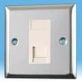 Varilight 1 Gang Datagrid Plate Mirror Chrome + White RJ45 Cat 5e Module XCG1+Z2GRJ45W