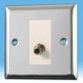 Varilight 1 Gang Datagrid Plate Mirror Chrome + White Satellite TV Outlet Module XCG1+Z2G8SW