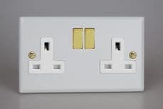 Varilight 2-Gang 13A Double Pole Switched Socket in Matt White