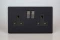 Varilight 2-Gang 13A Double Pole Switched Socket with Metal Rockers in Screwless Matt Black