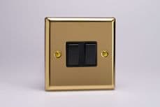 Varilight 2 Gang 2 Way 10A Rocker Light Switch Victorian Brass Black Insert XV2B