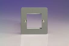 Varilight 2 Gang Datagrid Face Plate (For 2 Data Modules) Ultra Flat Brushed Steel XFSG2