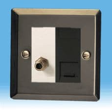 Varilight 2 Gang Datagrid Plate Graphite 21 + Satellite TV Outlet + Telephone Master XPG2+Z2G8SW