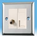 Varilight 2 Gang Datagrid Plate Mirror Chrome + Satellite TV Outlet + Telephone Master XCG2+Z2G8