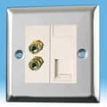 Varilight 2 Gang Datagrid Plate Mirror Chrome + Speaker Module + Telephone Master XCG2+Z2GSP2W+Z