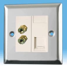 Varilight 2 Gang Datagrid Plate Mirror Chrome + Speaker Module + Telephone Master XCG2+Z2GSP2W+Z