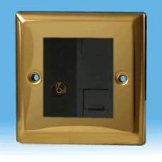 Varilight 2 Gang Datagrid Plate Victorian Brass + TV Outlet & Telephone Master XVG2S+Z2G8B+Z2GTM