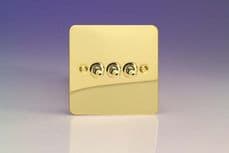 Varilight 3 Gang 10A 1 or 2 Way Dolly Toggle Light Switch Ultra Flat Polished Brass XFVT3
