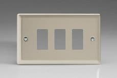 Varilight 3-Gang PowerGrid Plate including Yoke (Twin Plate) Satin Chrome