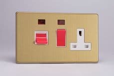 Varilight 45A Cooker Panel + 13A Switched Socket Brushed Brass White Insert XDB45PNWS