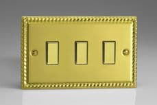 Varilight Multi-Point Georgian Roped Brass 3-Gang Touch Control Dimming Slave for use with Master