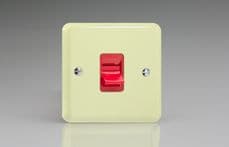 Varilight Pastel 45A Cooker Switch (Single Plate, Red Rocker) in Standard plate White Chocolate -