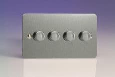 Varilight V-Pro 4 Gang 2 Way 4x250W Push on/off LED Dimmer Light Switch Ultra Flat Brushed Steel JFS