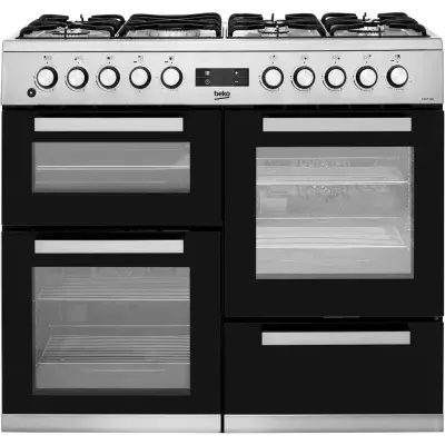 Beko KDVF100X 100cm wide Dual Fuel Range Cooker with Gas Hob - Stainless Steel