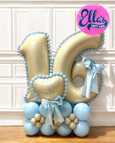 Baby Blue & Sand Beaded Bonanza Double Digits
