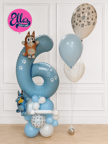 Bluey & Bingo  Number Stack & Helium Bouquet