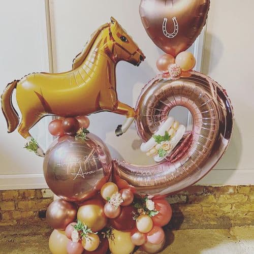 Brown Horse Themed Balloon Display
