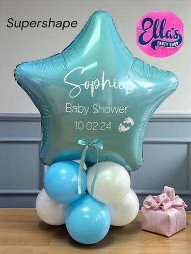 GIANT 36" Personalised Foil Star Balloon airfilled on a balloon base