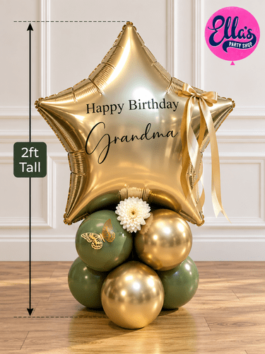 GIANT 36" Personalised Foil Star Balloon airfilled on a balloon base