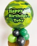 Personalised Army Print Balloon airfilled on a balloon base