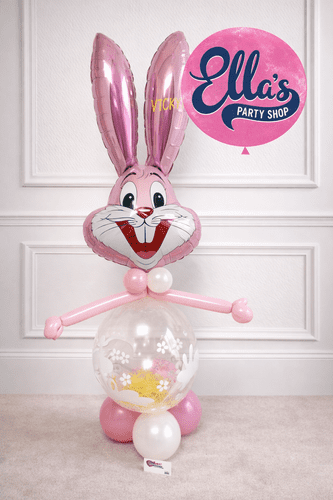 Personalised Easter Pink Bunny Rabbit Balloon Model filled with Surprises