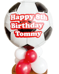 Personalised Football Red Print Balloon airfilled on a balloon base