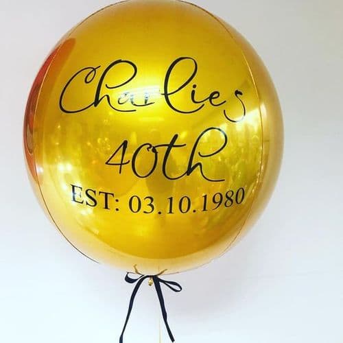 Personalised  Gold Orbz Helium Balloon