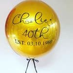 Personalised Gold Orbz Helium Balloon