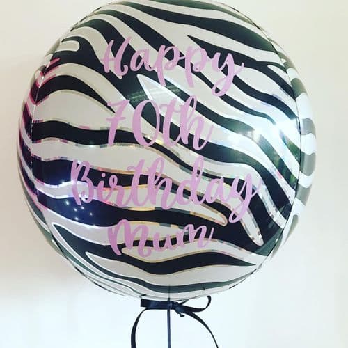 Personalised  Zebra Print Helium Balloon