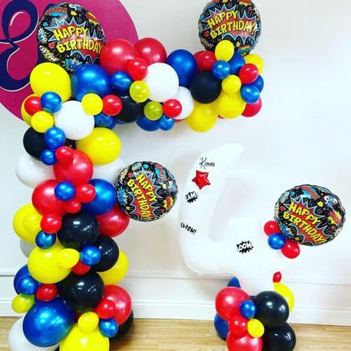 Superhero Demi Balloon Arch and Number Stack Package
