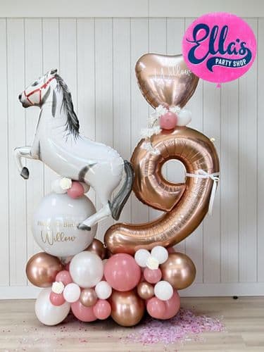 White Horse Themed Balloon Display