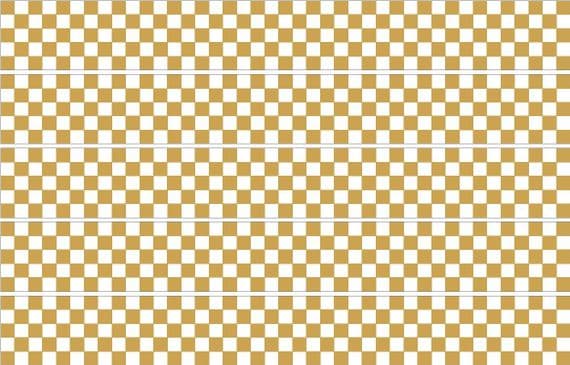 Checker Stripes waterproof Vinyl Sticker vehicle decal GOLD/WHITE