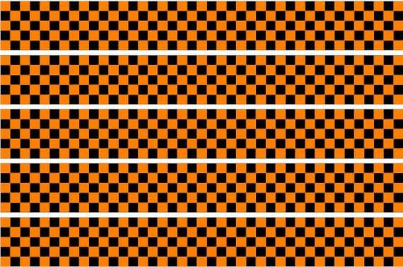 Checker Stripes waterproof Vinyl Sticker vehicle decal ORANGE/BLACK