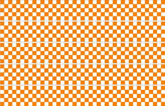 Checker Stripes waterproof Vinyl Sticker vehicle decal ORANGE/WHITE