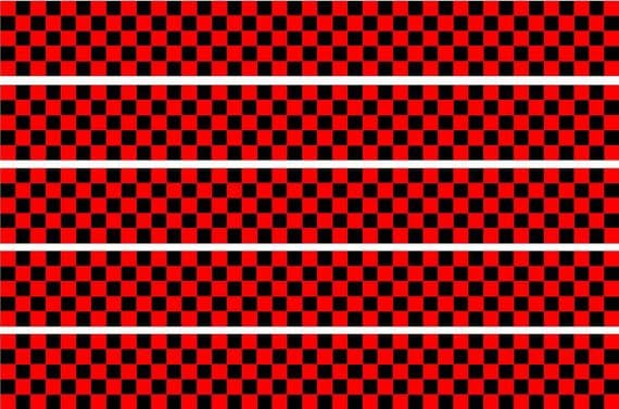 Checker Stripes waterproof Vinyl Sticker vehicle decal RED/BLACK