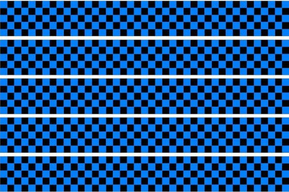 Checker Stripes waterproof Vinyl Sticker vehicle decal SKY BLUE/BLACK